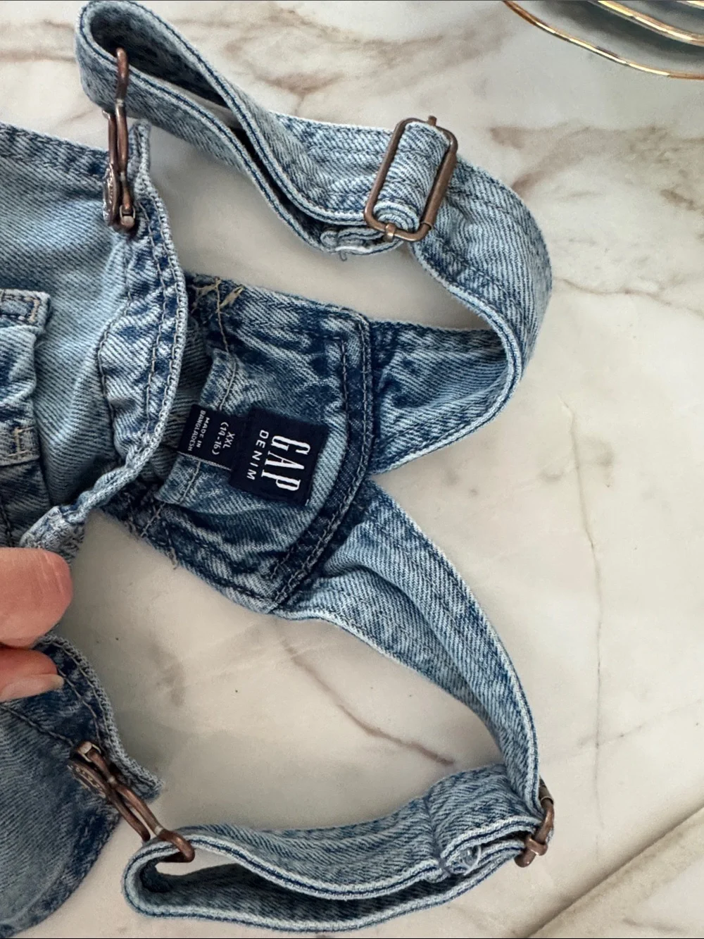 Girls 14-16 GAP Light Wash Denim Overalls in Pale Blue